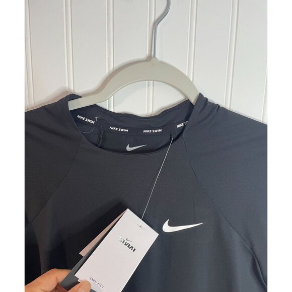 Nike Swim Dri-FIT Mens UPF 40+ Rash Guard Shirt Large Black Polyester - Picture 5 of 15
